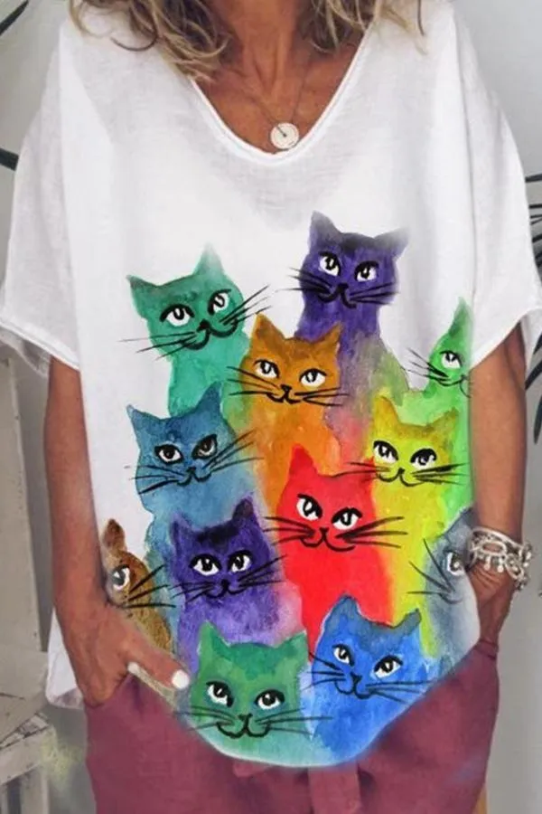 Cute Printing Short Sleeve T-shirt