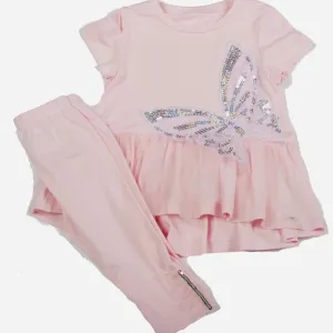DAGA - Butterfly Leggings Set - Pink