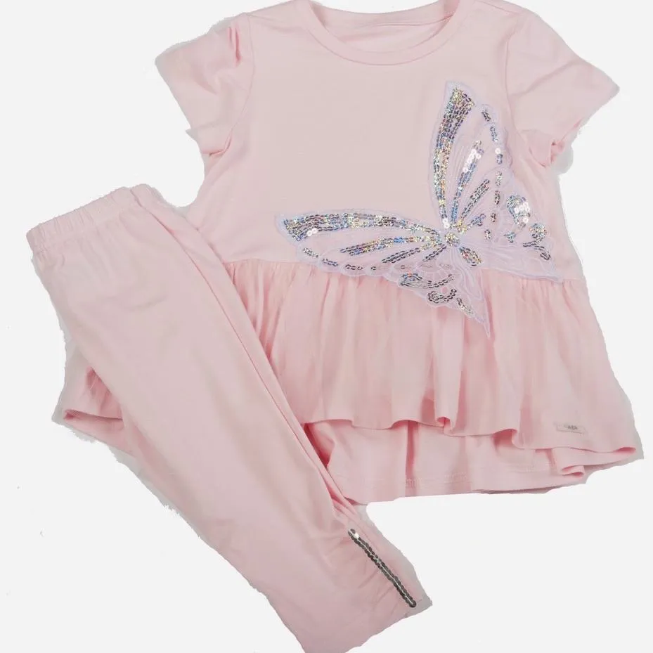 DAGA - Butterfly Leggings Set - Pink
