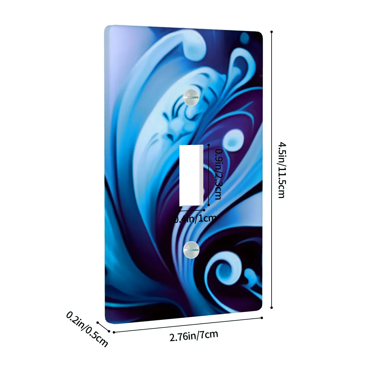 Decorative Switch Plate Cover with Blue Abstract Artwork, 2 Sizes, Original and Unique Decor