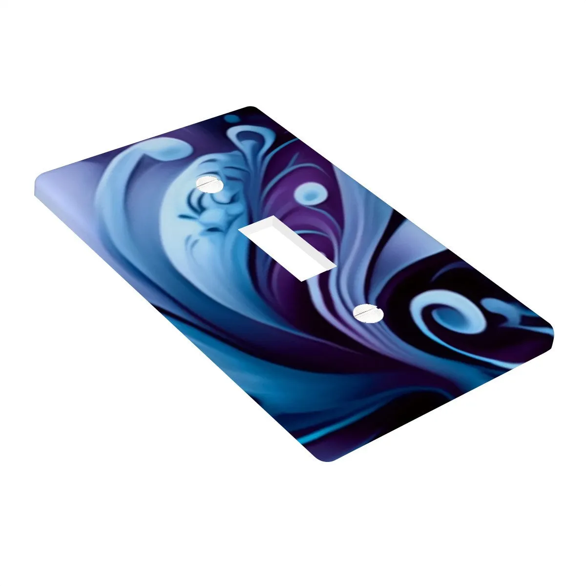 Decorative Switch Plate Cover with Blue Abstract Artwork, 2 Sizes, Original and Unique Decor