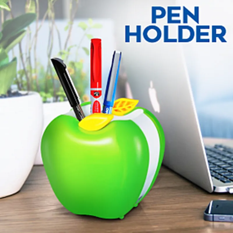Deli E9139 Delicate Apple Shape Pen Holder/Pen Stand - Green