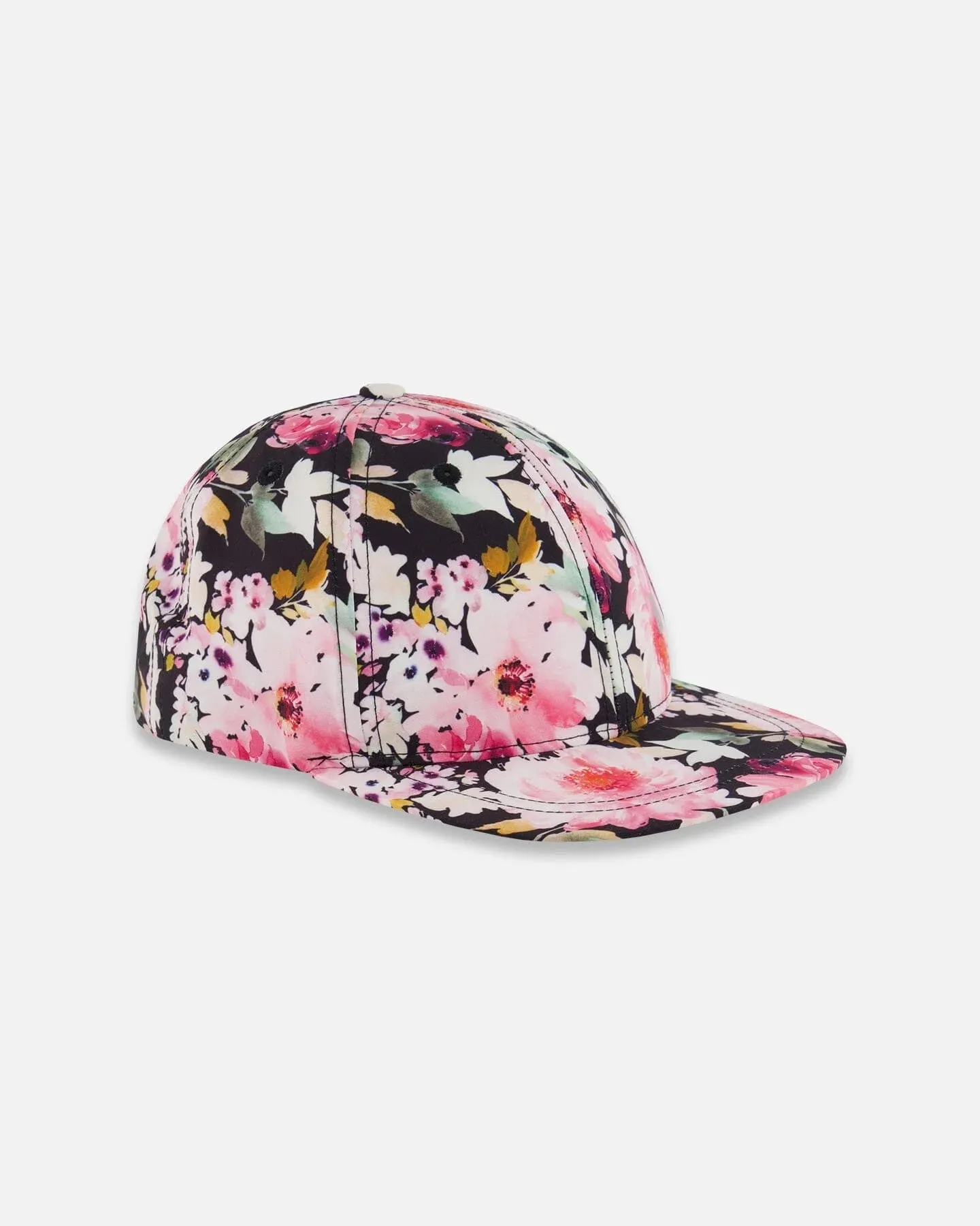Deux Par Deux Girls Baseball Cap “Printed Watercolour Flowers” : Size 3/6 Years to 7/12 Years
