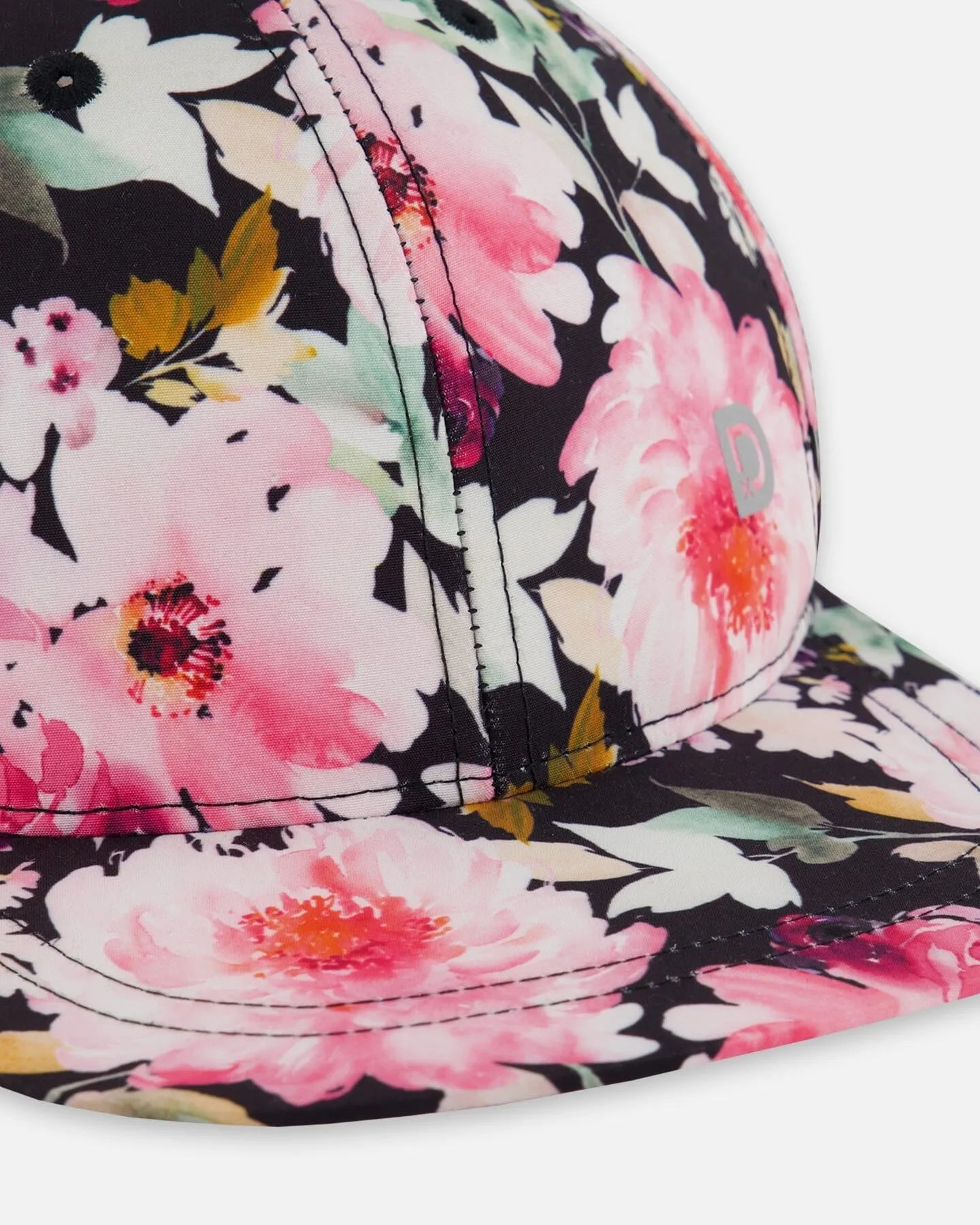 Deux Par Deux Girls Baseball Cap “Printed Watercolour Flowers” : Size 3/6 Years to 7/12 Years