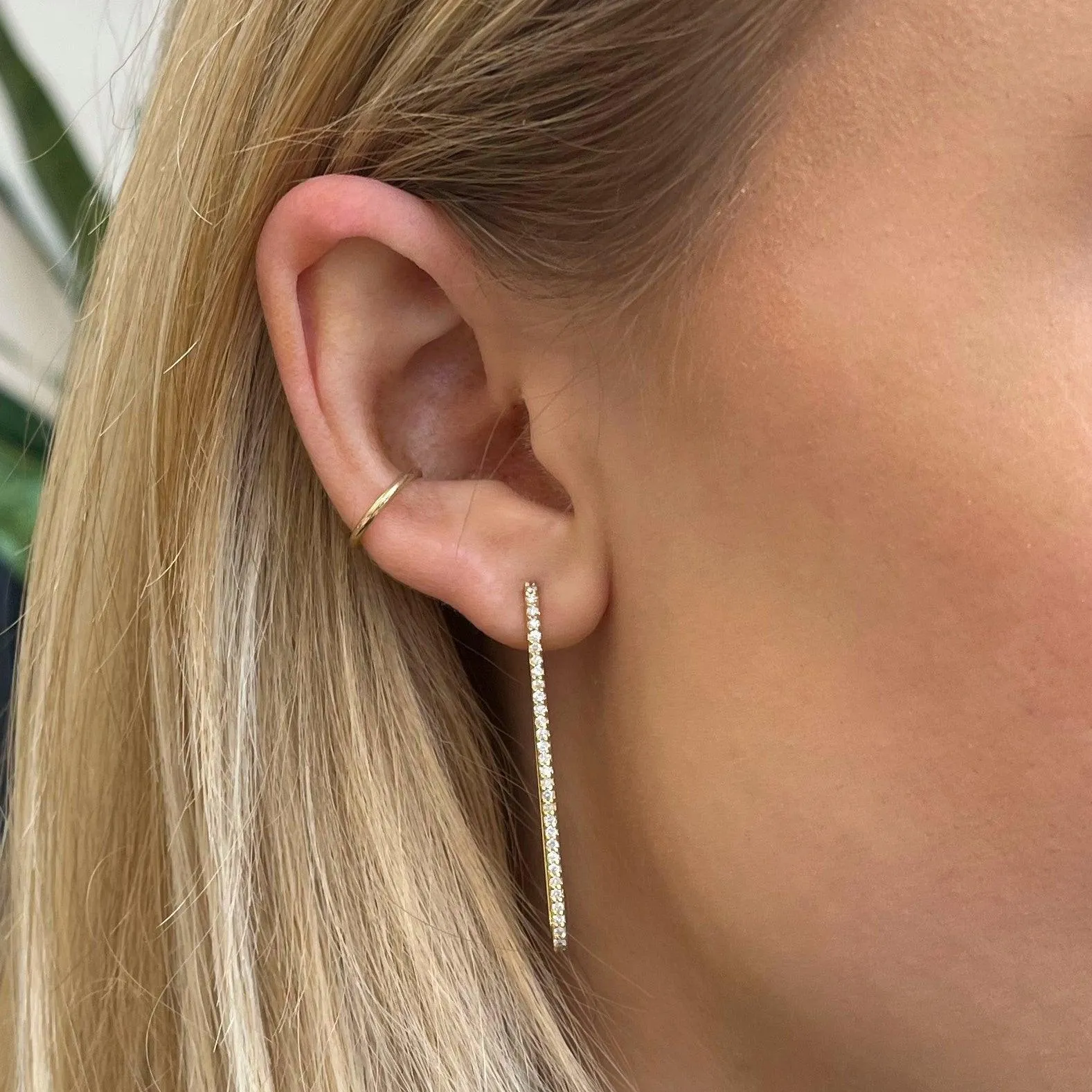 Diamond Paperclip Earrings