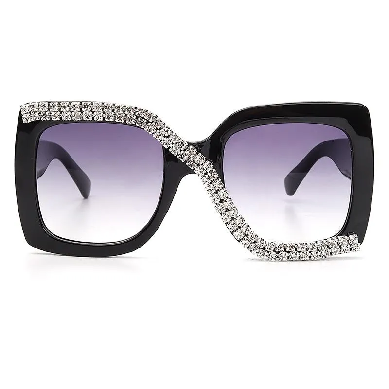 Diamond Square Sunglasses Women 2021 Luxury Vintage Oversized Sunglasses Unique One Piece Rhinestone Glasses Shades gafas de sol