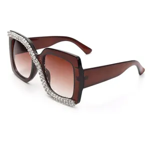 Diamond Square Sunglasses Women 2021 Luxury Vintage Oversized Sunglasses Unique One Piece Rhinestone Glasses Shades gafas de sol