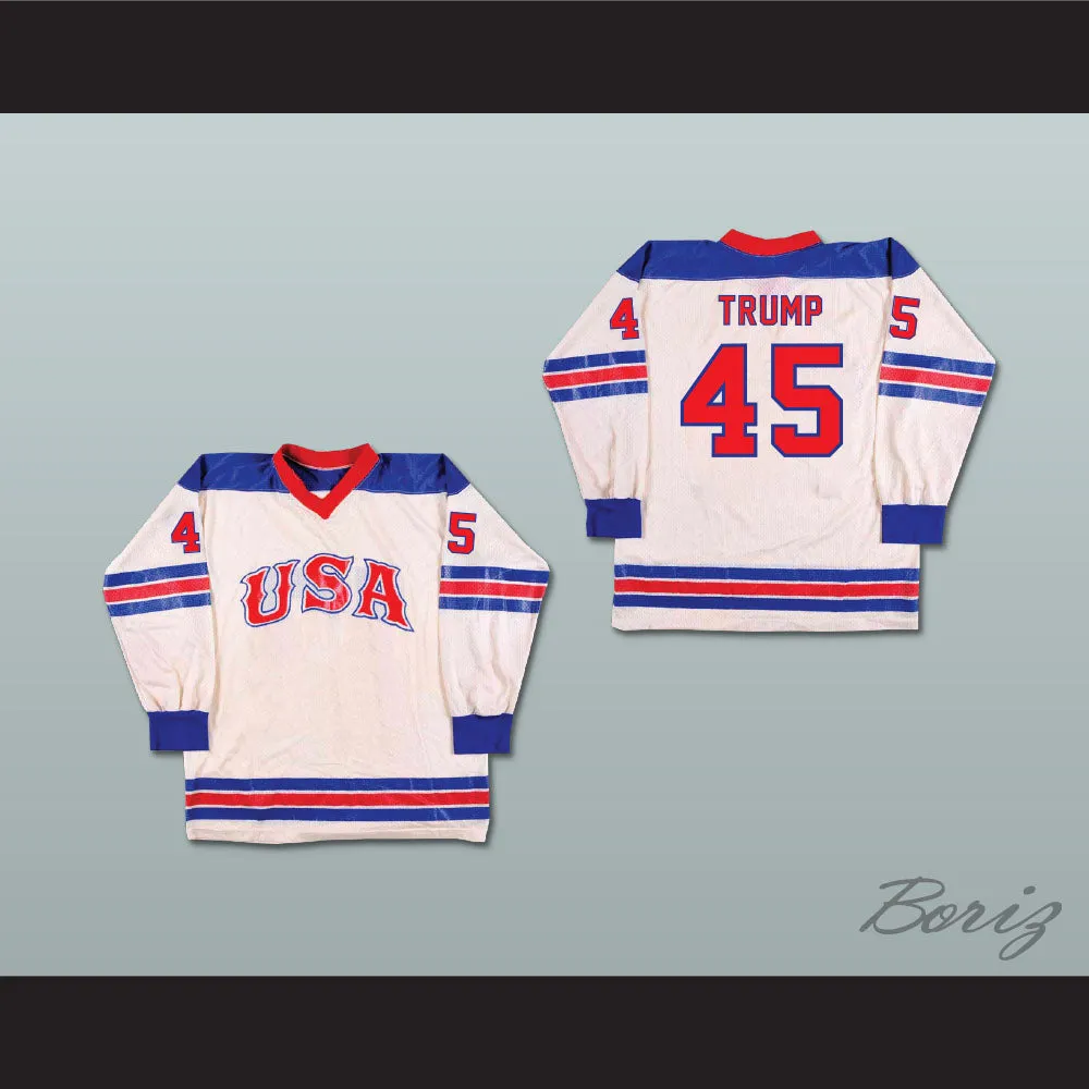 Donald Trump 45 USA Retro Style White Hockey Jersey