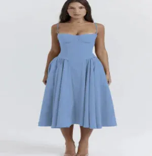 Dopamine Wear Suspender Dress French Retro Long Skirt