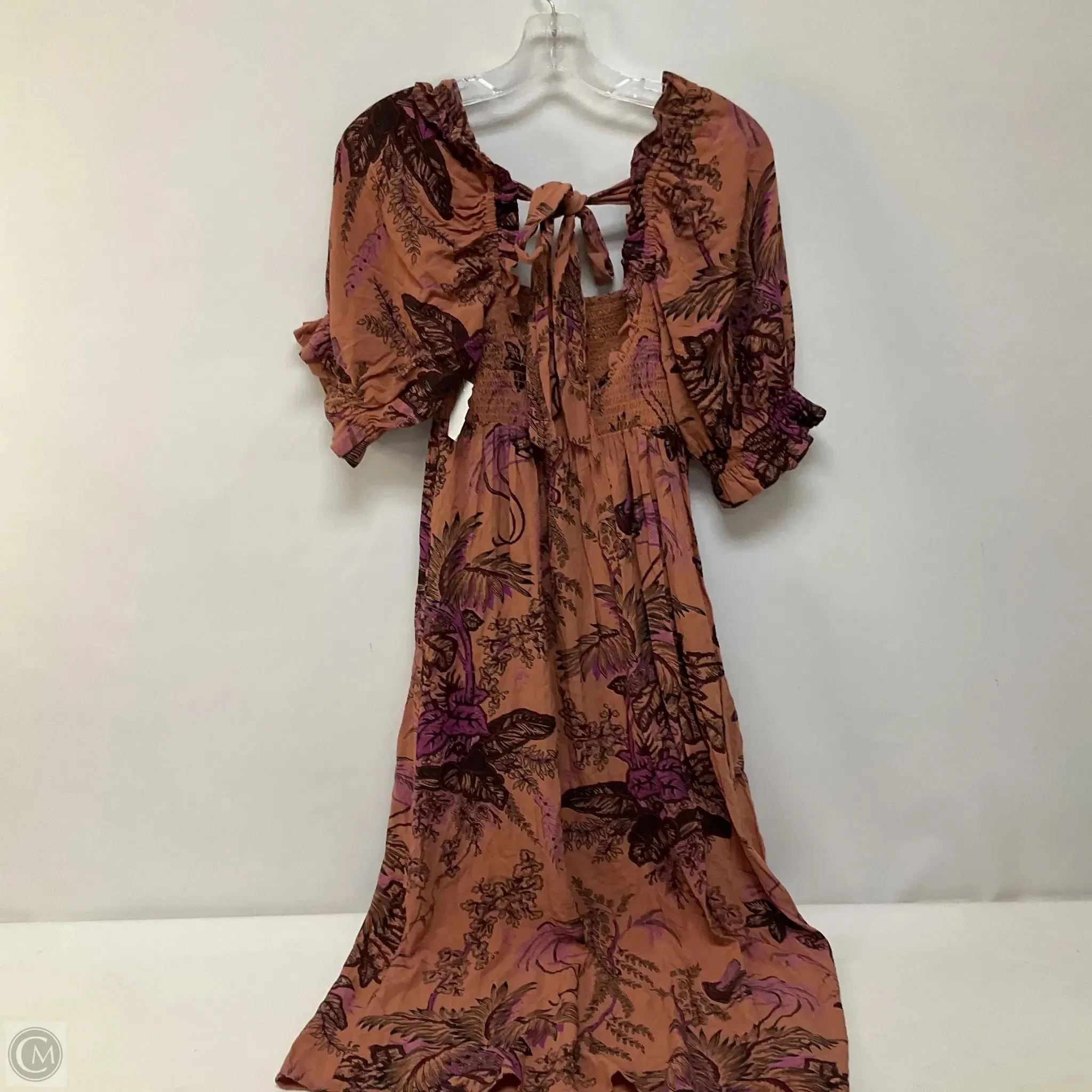 Dress Casual Midi By Anthropologie In Brown & Purple, Size: Xs