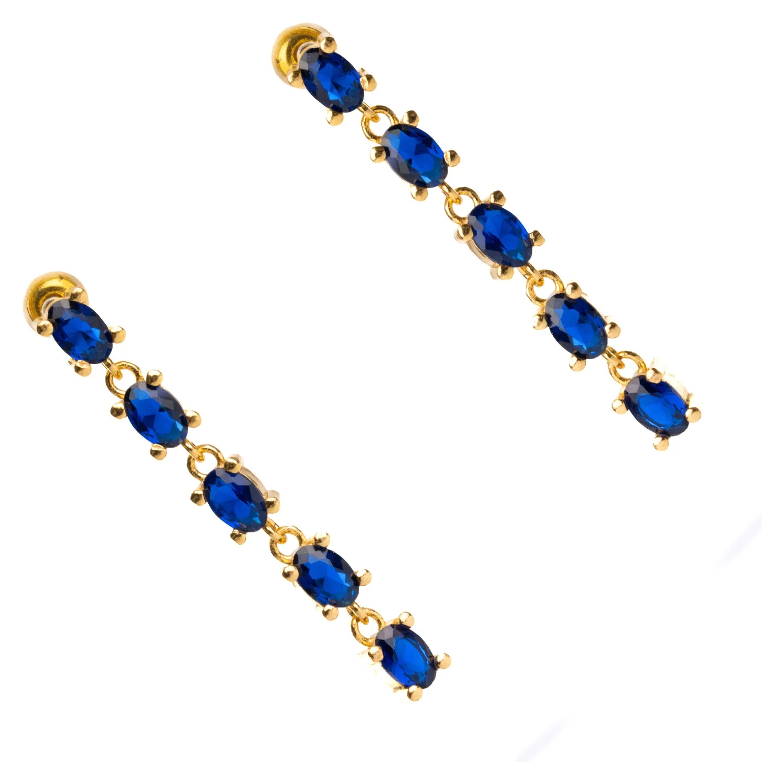 Drop Down Sapphire Earrings