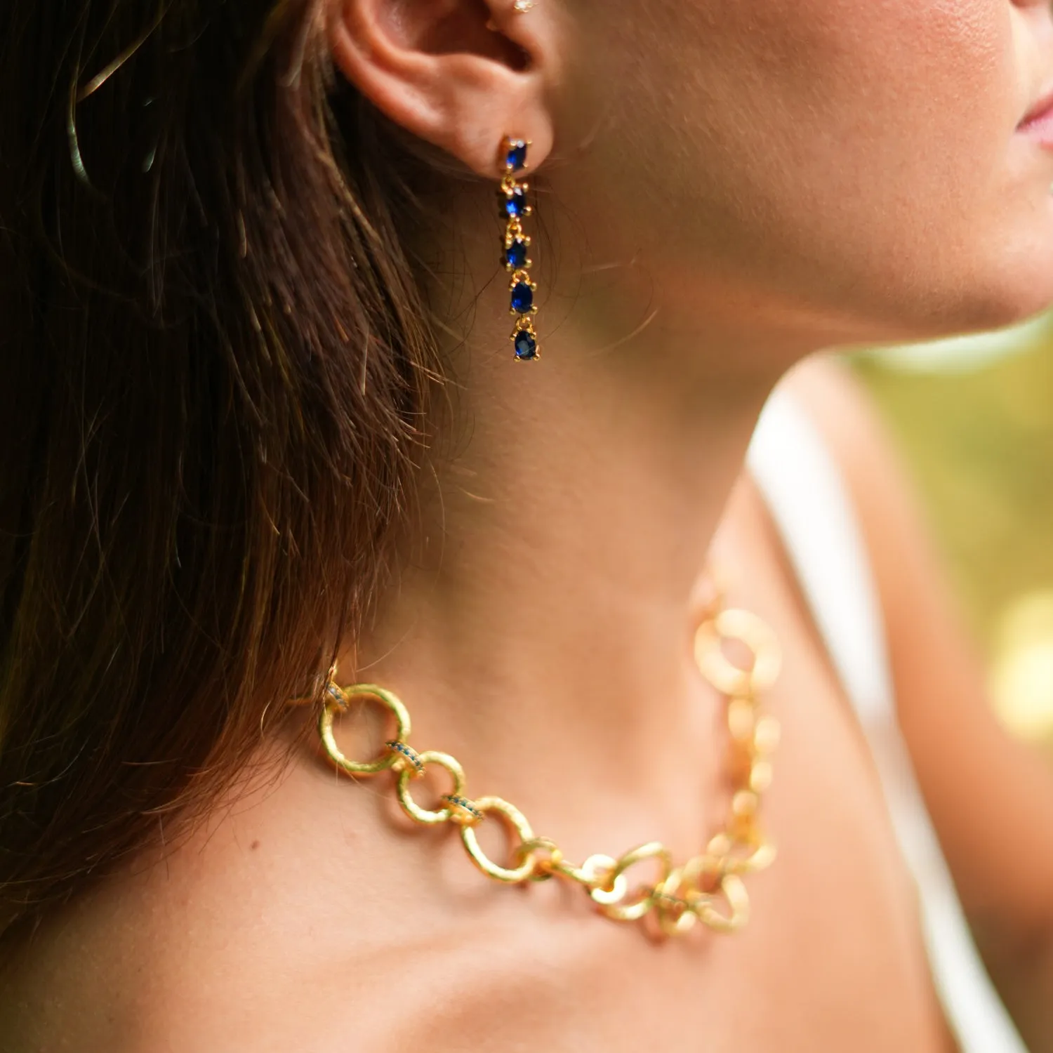 Drop Down Sapphire Earrings