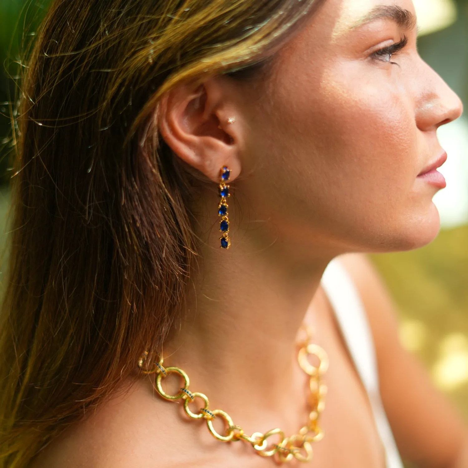 Drop Down Sapphire Earrings