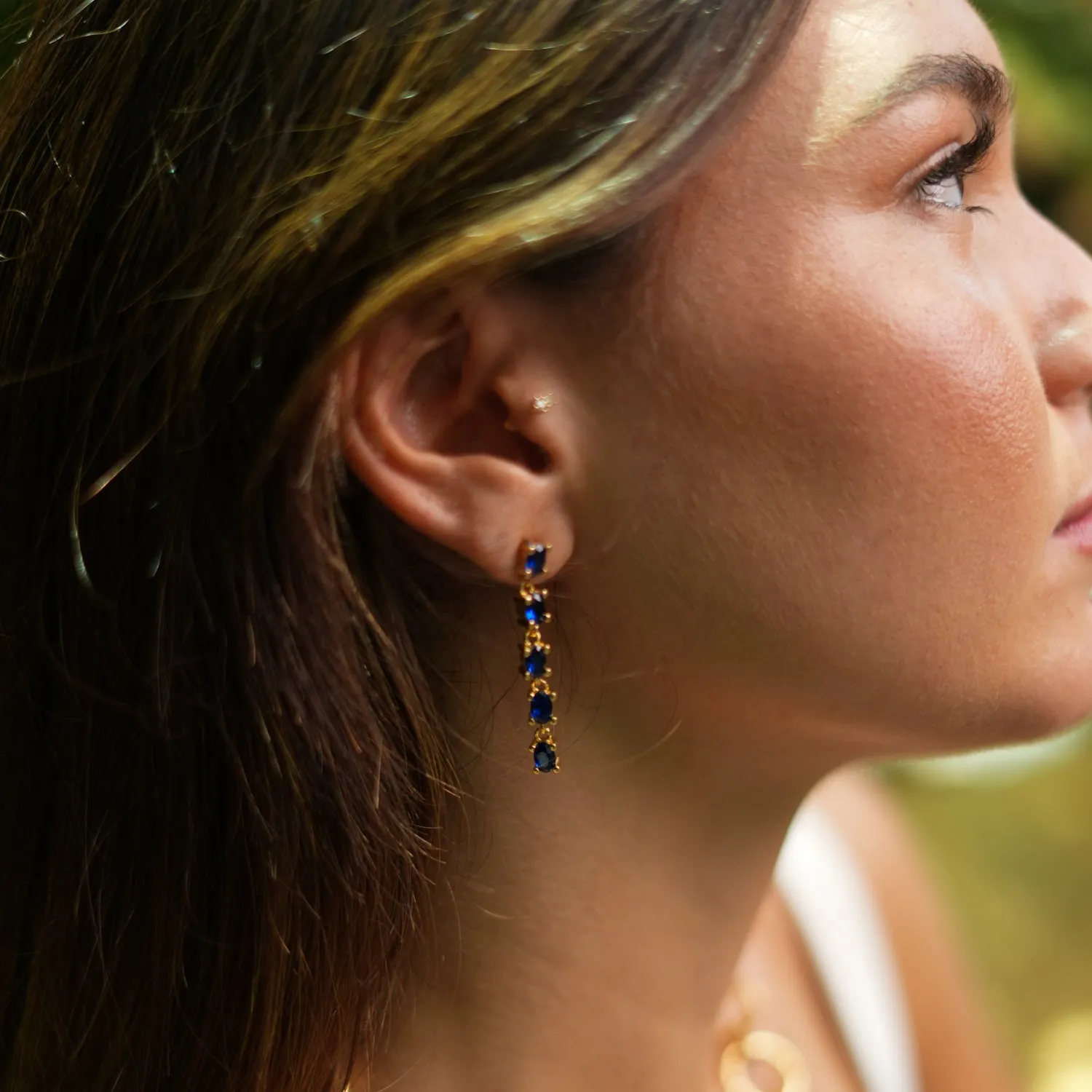 Drop Down Sapphire Earrings