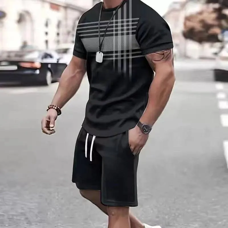 Dynamic Duo: 3D Sports Quick-Dry T-Shirt & Beach Pants Set