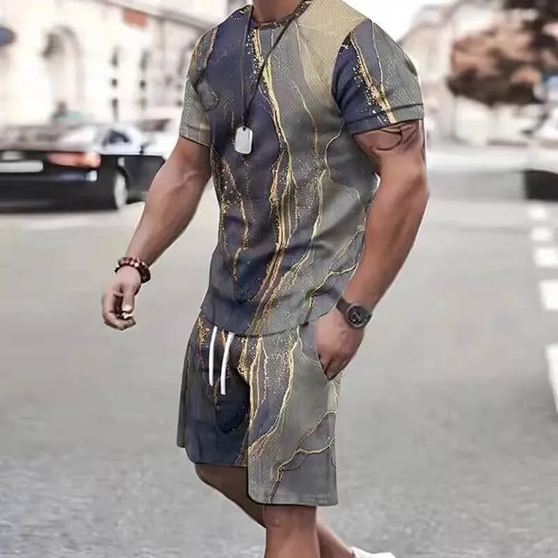 Dynamic Duo: 3D Sports Quick-Dry T-Shirt & Beach Pants Set