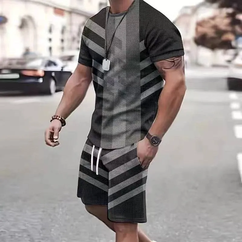 Dynamic Duo: 3D Sports Quick-Dry T-Shirt & Beach Pants Set