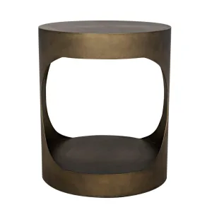 Eclipse Round Side Table, Metal with Aged Brass Finish