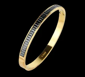 Emerald Colorful Fashion Jewelry Electroplated 18k Gold Plated Stainless Steel Bracelets Bangles