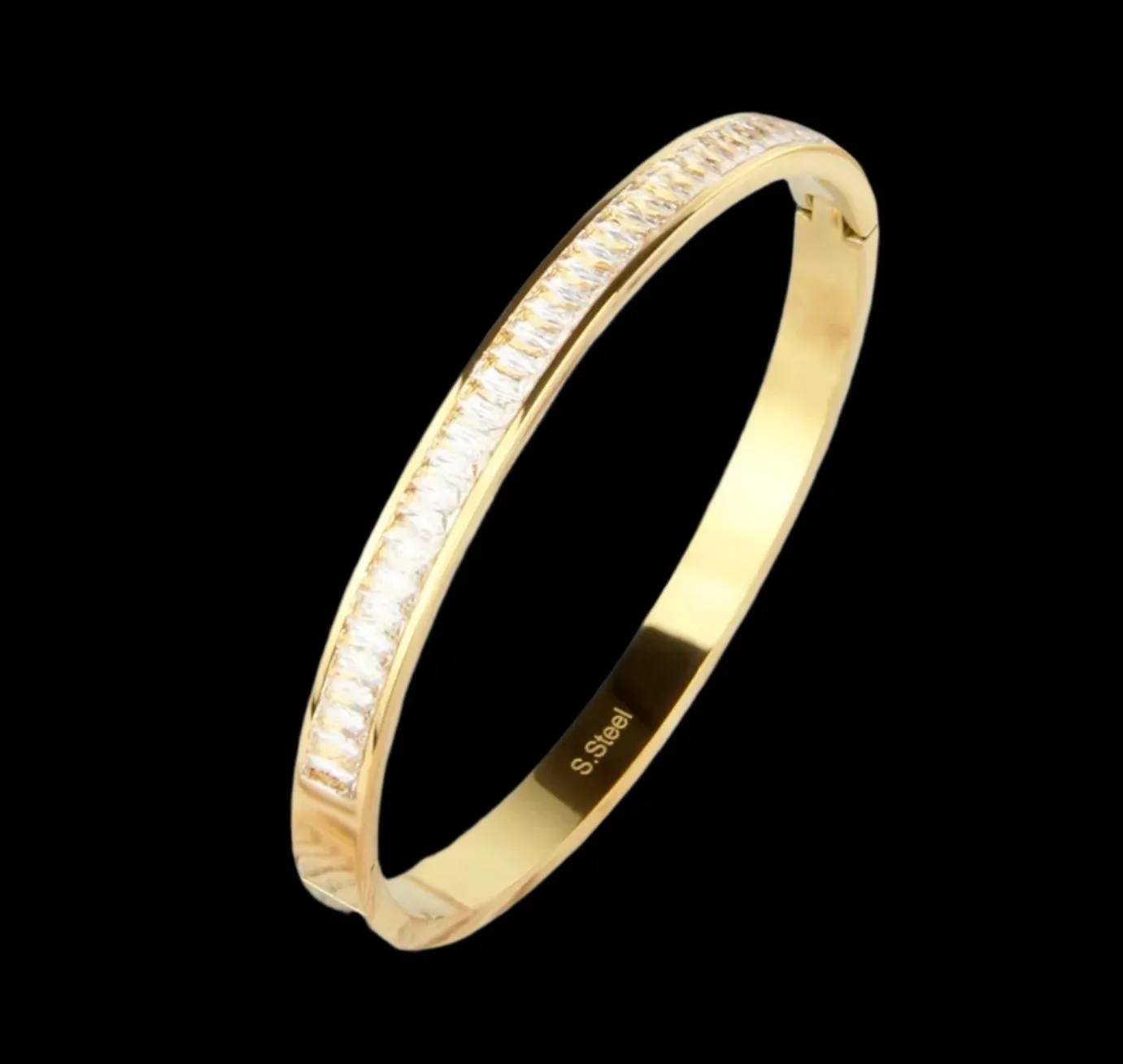 Emerald Colorful Fashion Jewelry Electroplated 18k Gold Plated Stainless Steel Bracelets Bangles