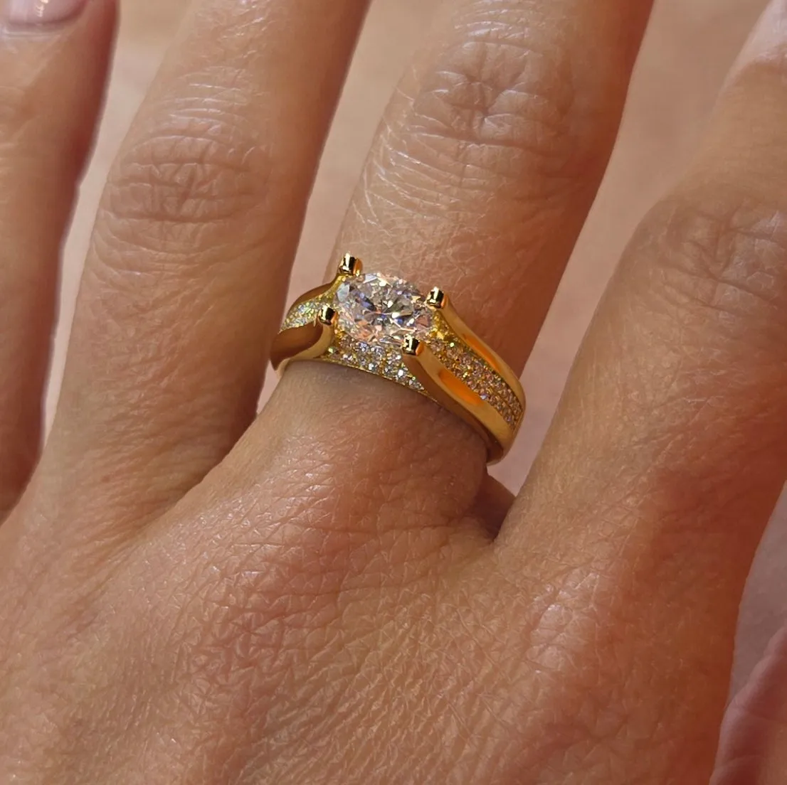 Engagement pave-set 1.65ct Moissanite 925 Silver Ring - M100169