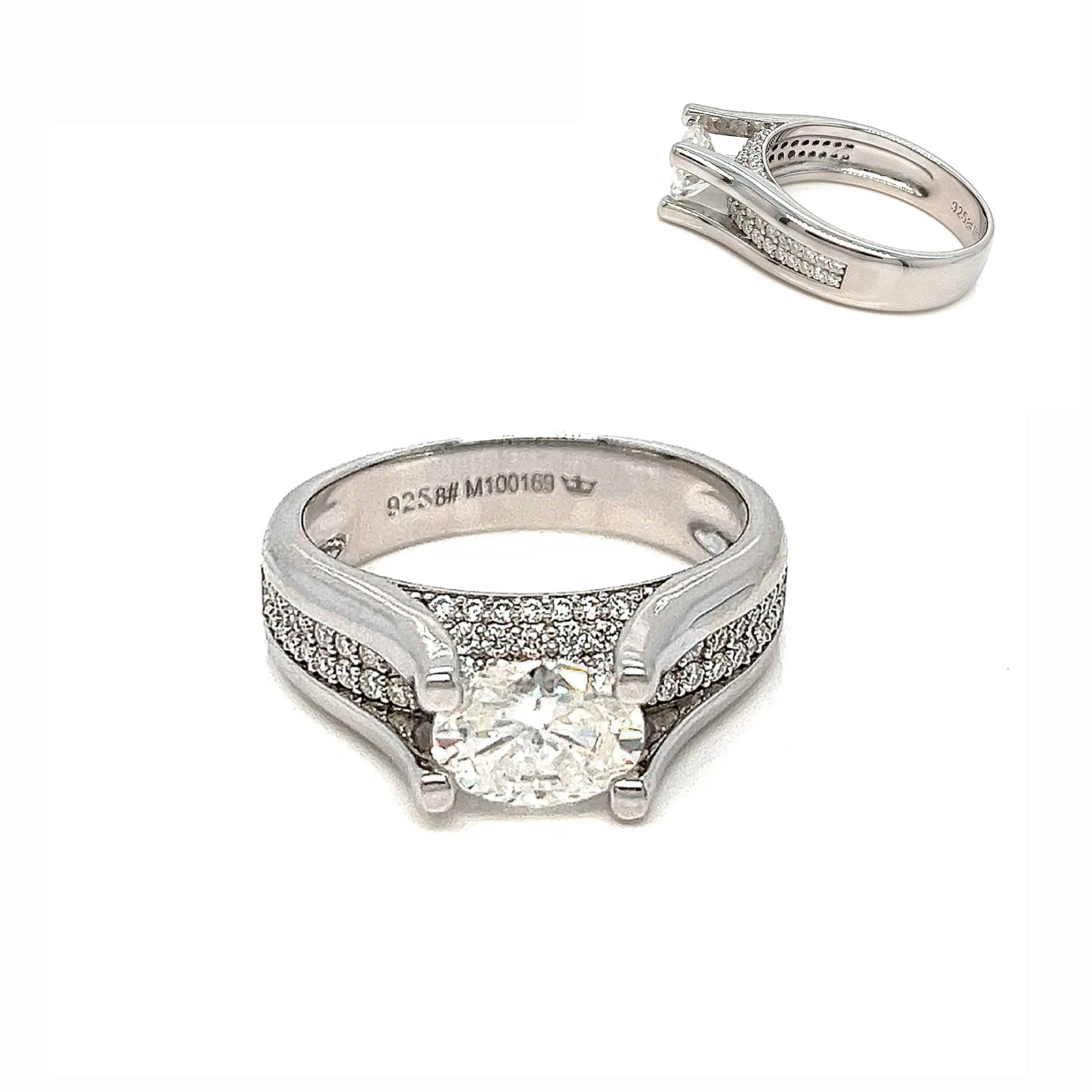 Engagement Shaped Cubic Zirconia 925 Silver Ring - C100169