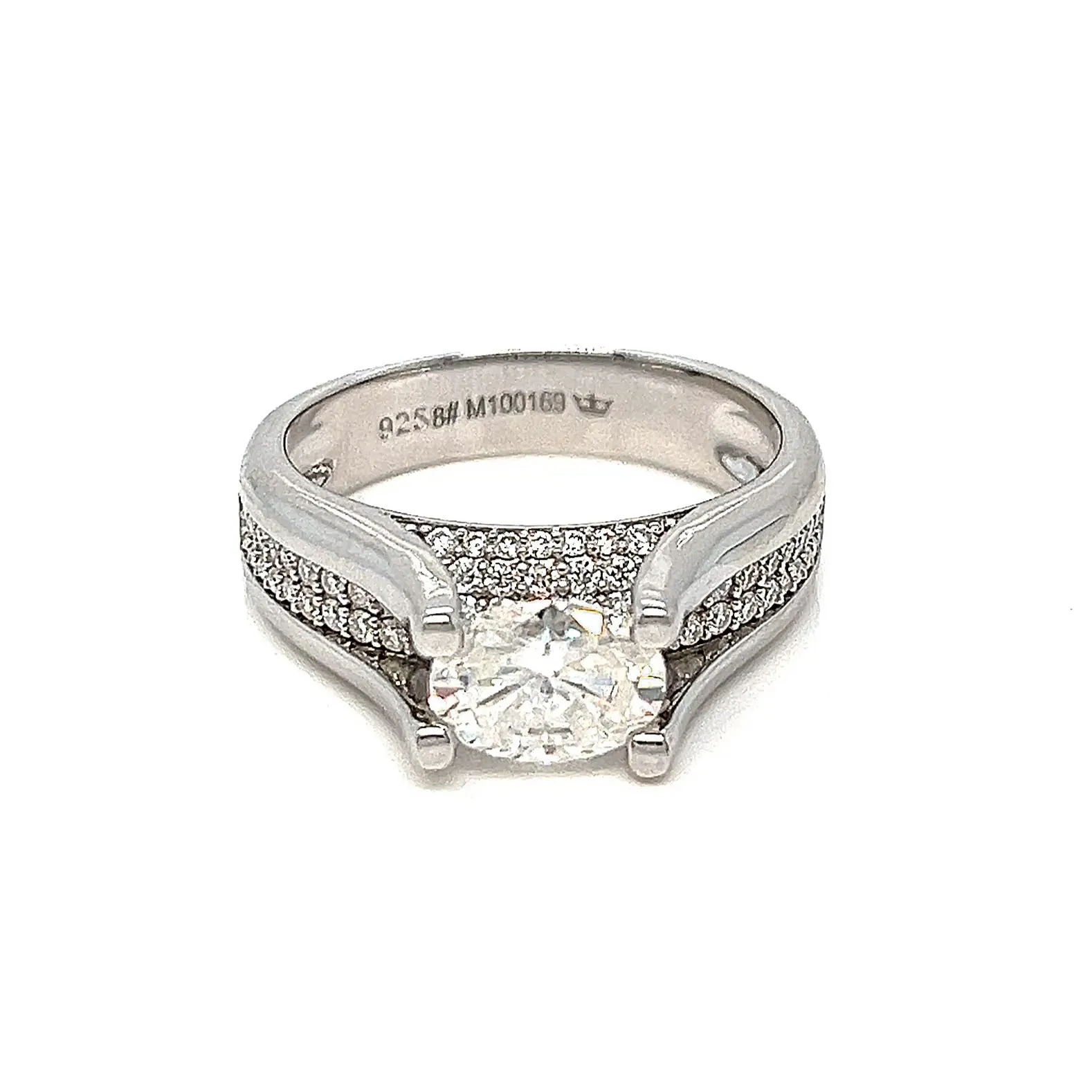 Engagement Shaped Cubic Zirconia 925 Silver Ring - C100169