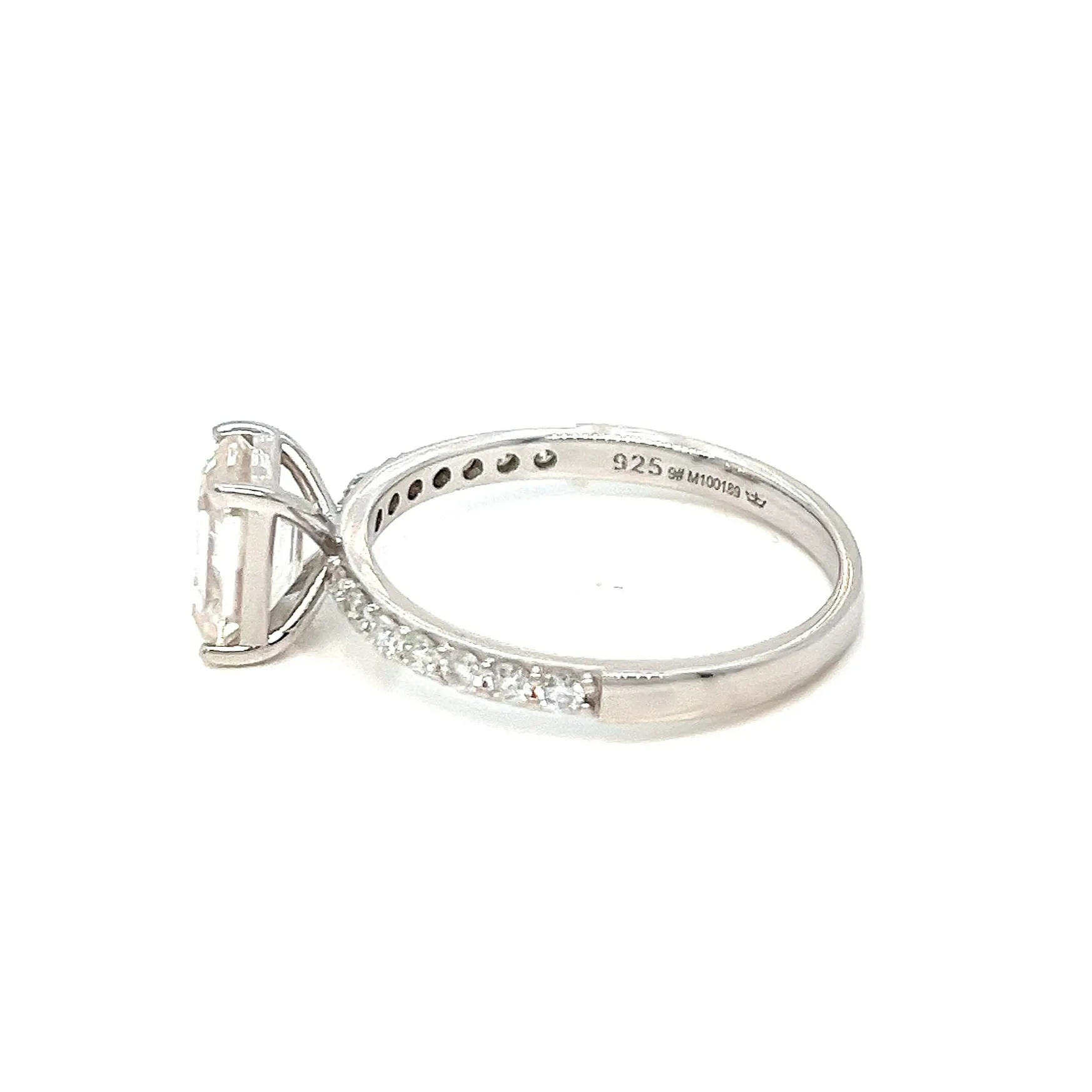 Engagement Shaped Cubic Zirconia 925 Silver Ring - C100189