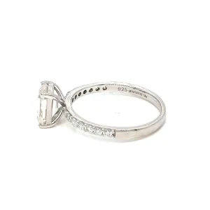 Engagement Shaped Cubic Zirconia 925 Silver Ring - C100189