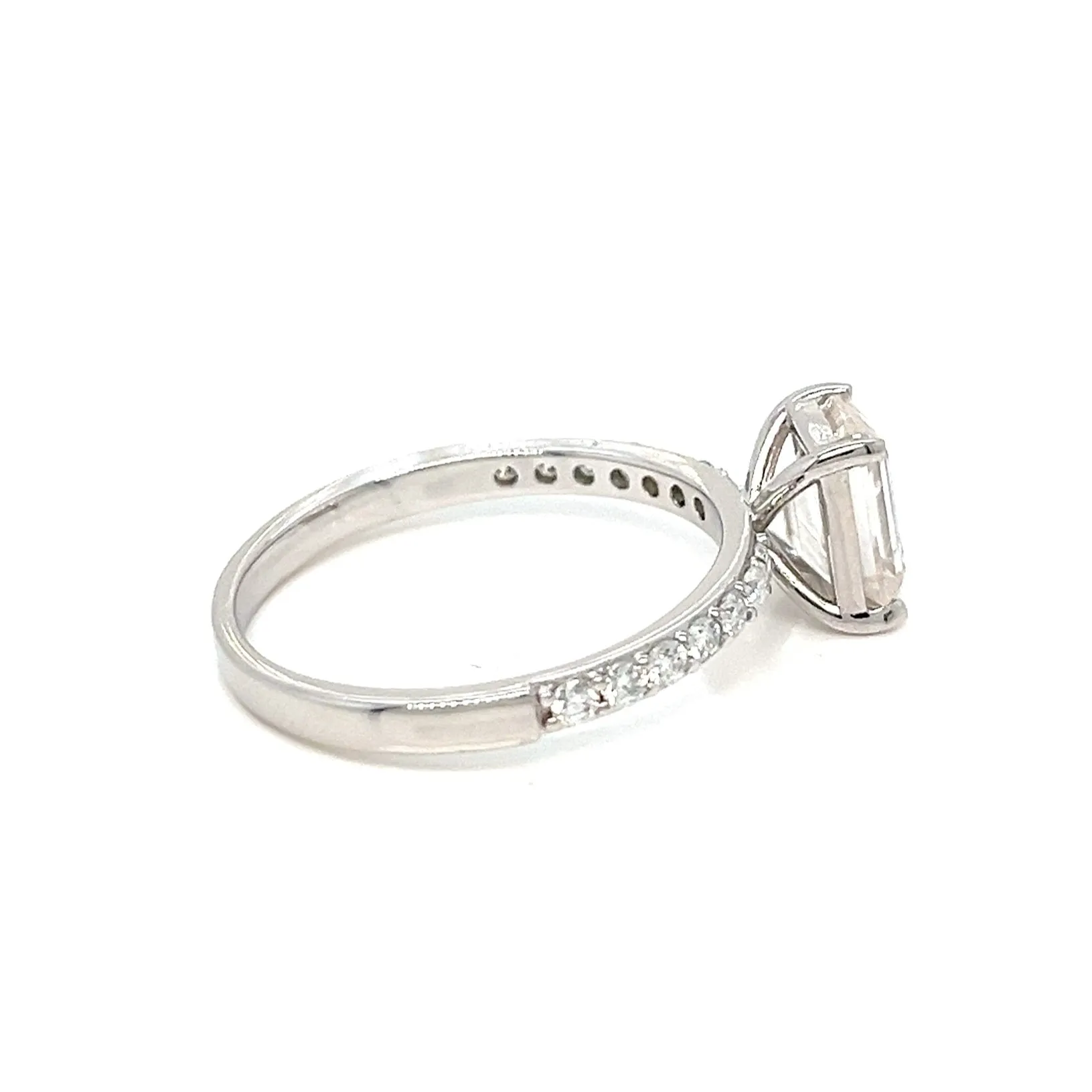 Engagement Shaped Cubic Zirconia 925 Silver Ring - C100189