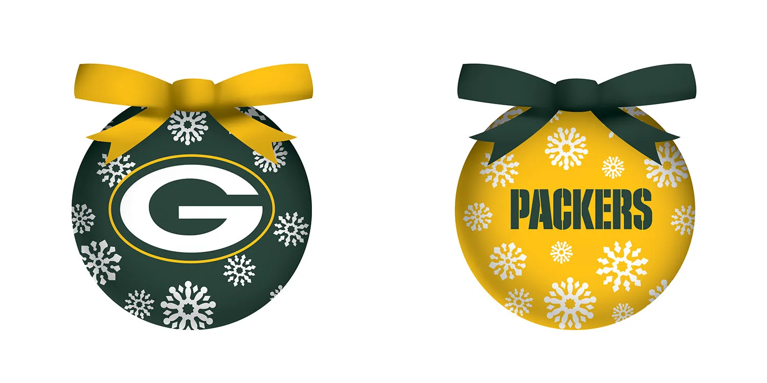 Evergreen LED Boxed Ornament Set of 6, Green Bay Packers, 3'' x 3 '' x 3'' inches
