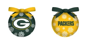 Evergreen LED Boxed Ornament Set of 6, Green Bay Packers, 3'' x 3 '' x 3'' inches