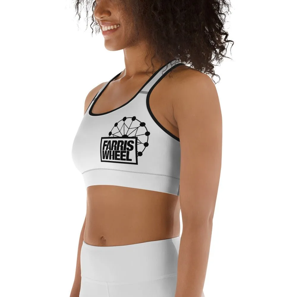 Farris Wheel White Sports Bra