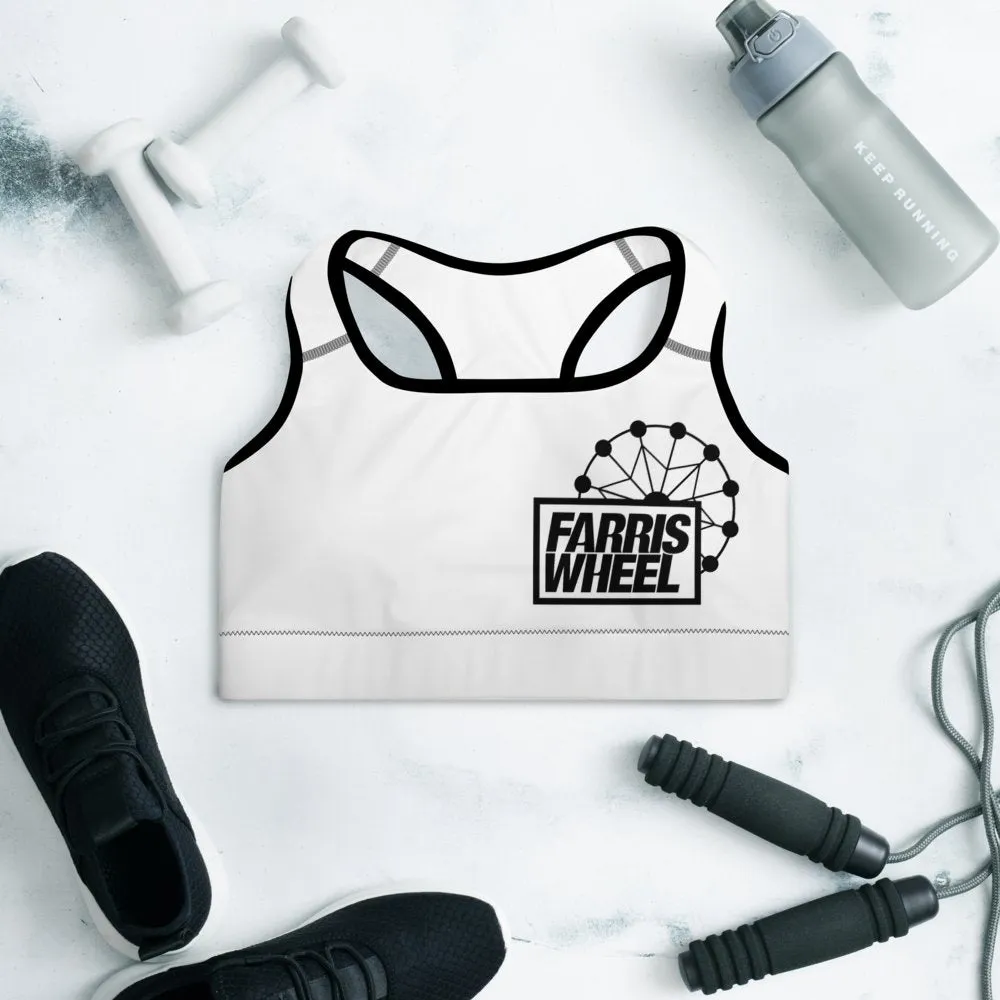 Farris Wheel White Sports Bra