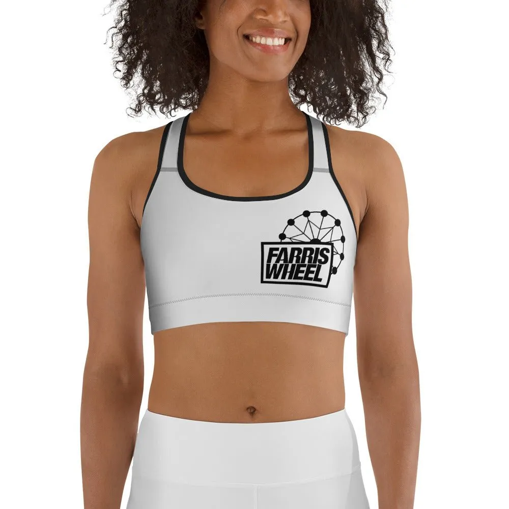 Farris Wheel White Sports Bra