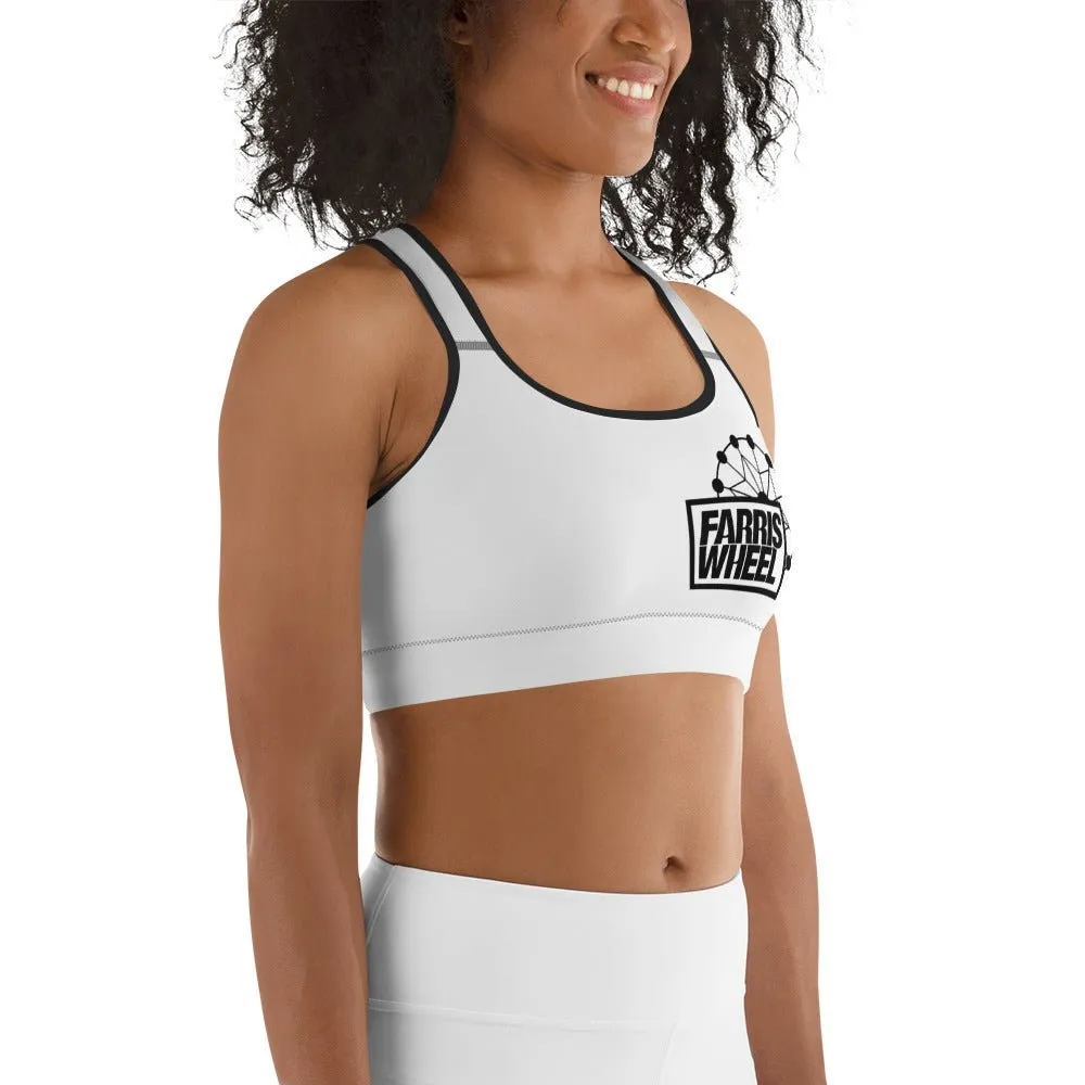Farris Wheel White Sports Bra