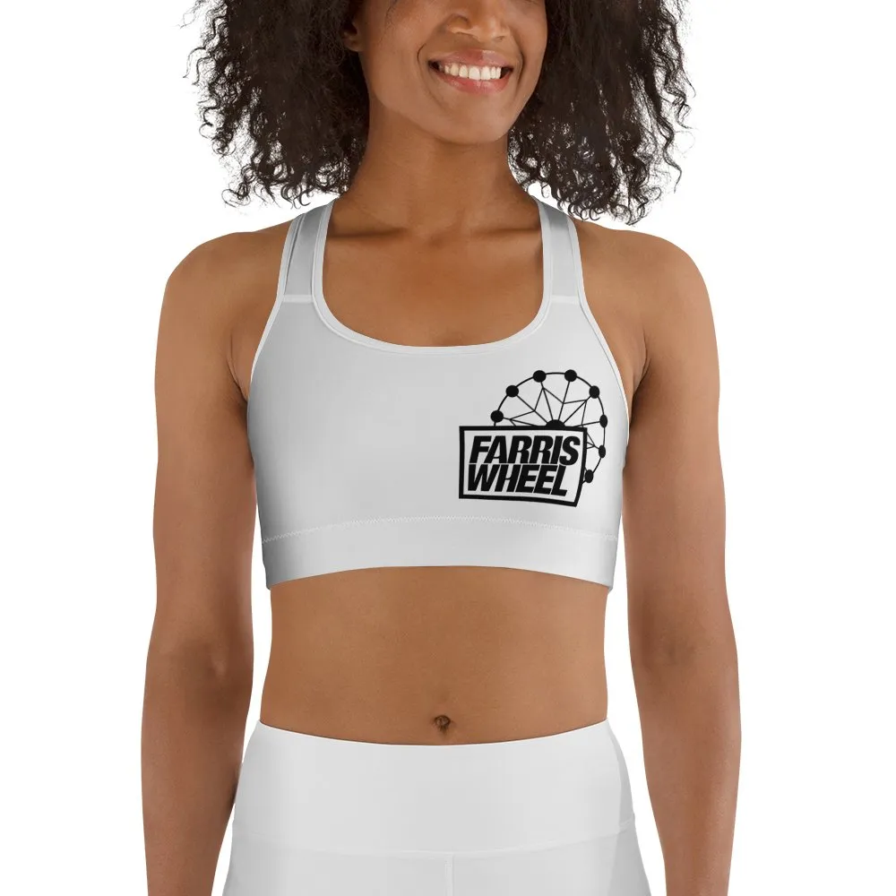 Farris Wheel White Sports Bra