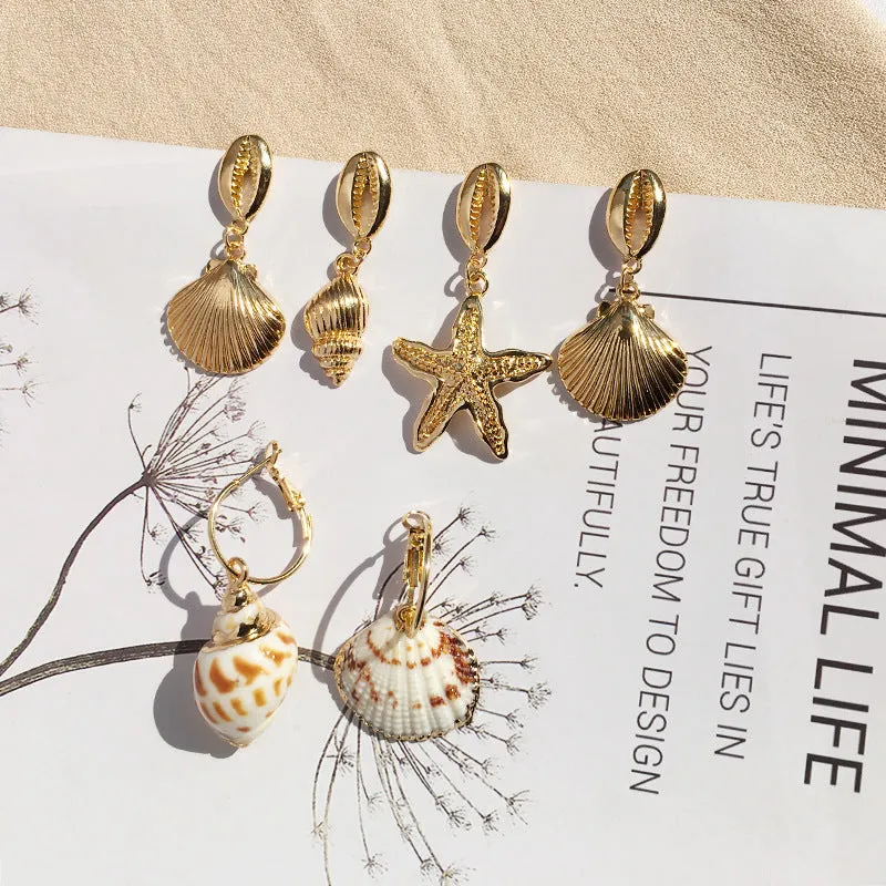 Fashion Retro Earrings Trend Creative Marine Wind Earrings Shells Earrings