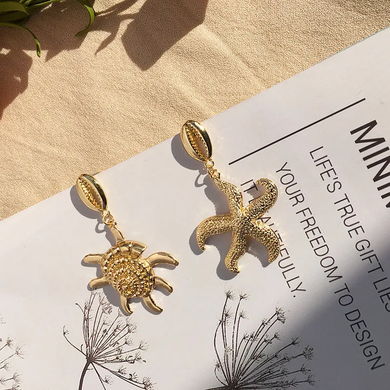 Fashion Retro Earrings Trend Creative Marine Wind Earrings Shells Earrings