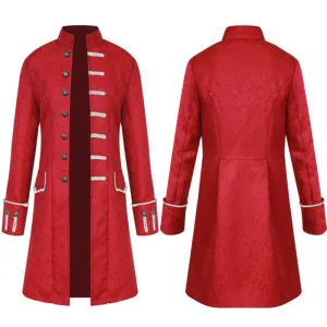 Fashion Solid Color Stand Collar Coat Steampunk Retro Men's Uniform