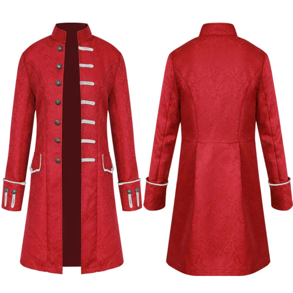 Fashion Solid Color Stand Collar Coat Steampunk Retro Men's Uniform