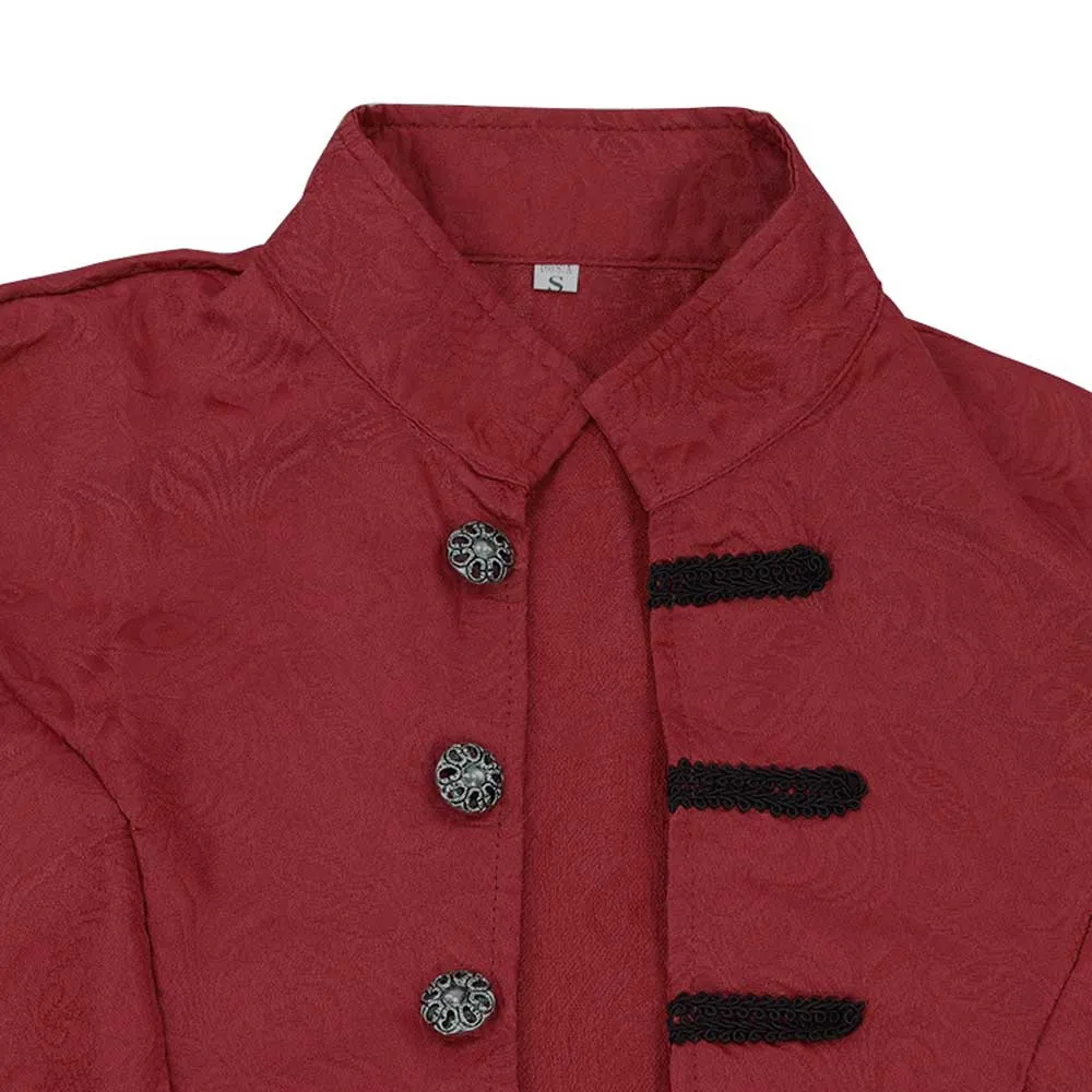 Fashion Solid Color Stand Collar Coat Steampunk Retro Men's Uniform