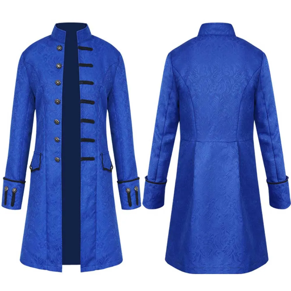 Fashion Solid Color Stand Collar Coat Steampunk Retro Men's Uniform