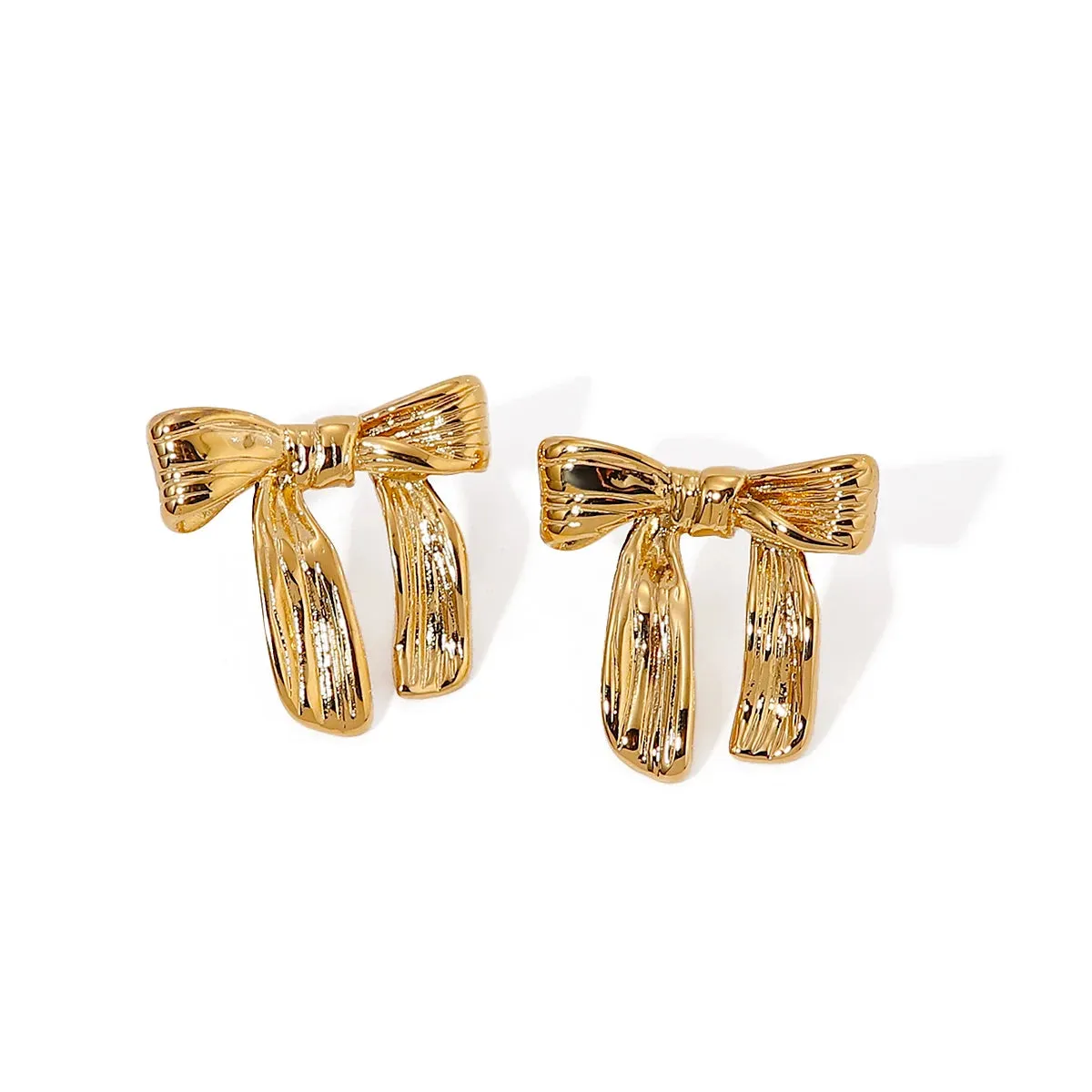 Feminine Textured Bow Earrings