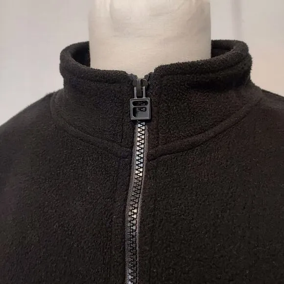 FILA Retro 80's Black Neon Colors White Fleece Quarter Zip Pullover Ski Sweater