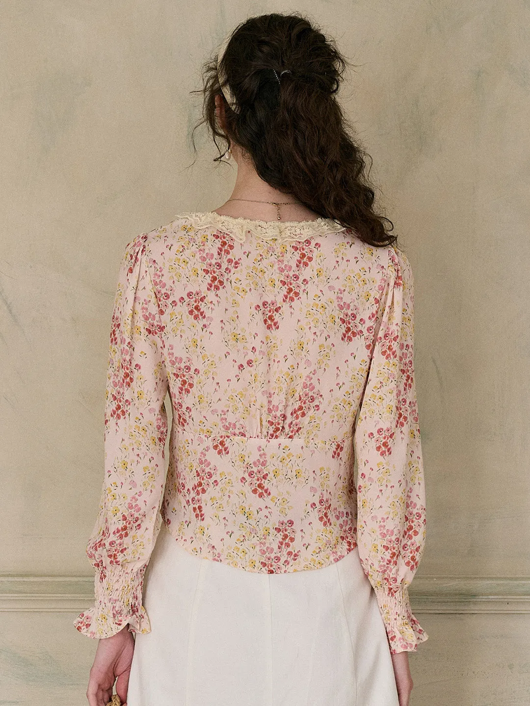 【Final Sale】Laurel V-Neck Floral Blouse - Yellow
