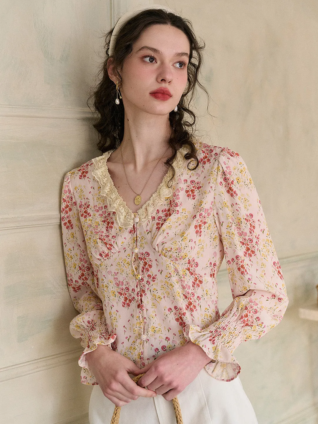 【Final Sale】Laurel V-Neck Floral Blouse - Yellow