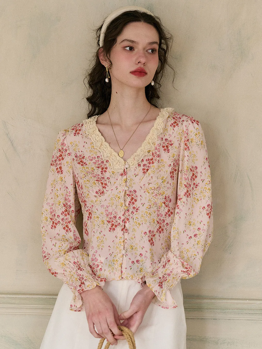 【Final Sale】Laurel V-Neck Floral Blouse - Yellow