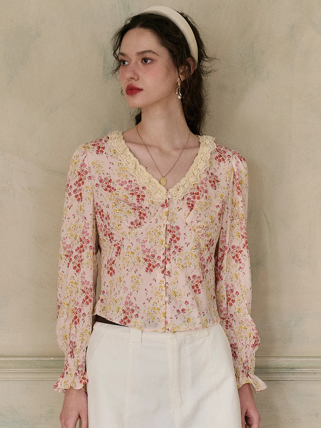 【Final Sale】Laurel V-Neck Floral Blouse - Yellow
