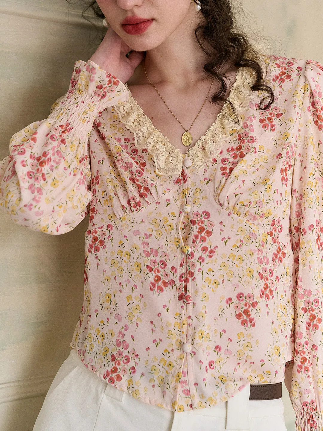 【Final Sale】Laurel V-Neck Floral Blouse - Yellow